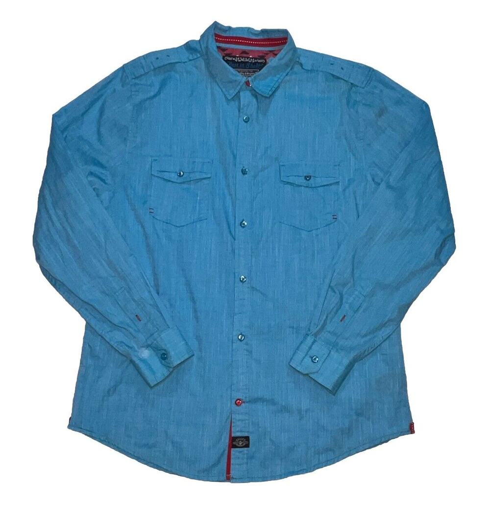 Tranquility & Mayhem Best in Show Shirt Mens Size XL Blue Long Sleeve Button Up